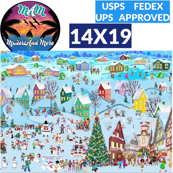 25 14X19 Poly Mailers Poly Christmas Village Flat  Envelopes PRICE IS FIRM - Picture 3 of 7